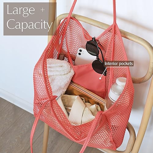 Mesh Beach Tote, Womens Shoulder Handbag, Beach Bag Mesh Beach Tote, Womens Shoulder Handbag, Beach Bag